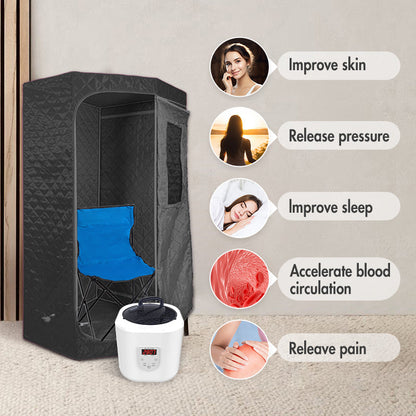 Blisspod | Portable | Personal Full Body 60 Min Rapid Steam Sauna | Pentagonal | Grey | Powerful 1600 Watts | 3.6L Stronger Steamer | 90X90X190cm