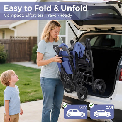 Momfann 4-in-1 Double Stroller Wagon for Kids