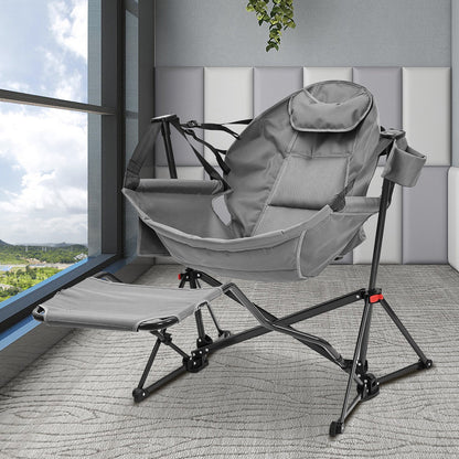 Ainfox Hammock Camping Chair with Footrest, Foldable Portable Rocking Chairs for Adults Outside Swinging Camp for Outdoor Patio Poolside