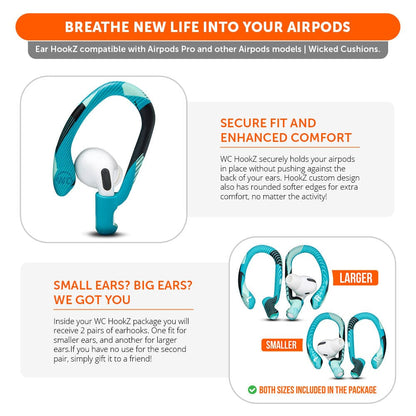 WC HookZ - Over Ear Hooks for Airpods Pro 1, 2 & Airpods 1, 2, 3